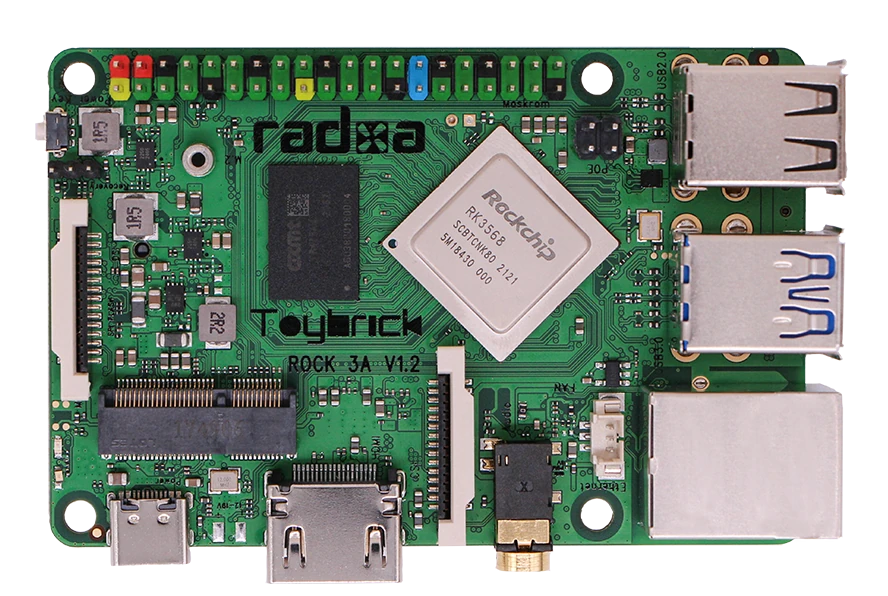 Radxa ROCK 3A board with Rockchip RK3568 processor