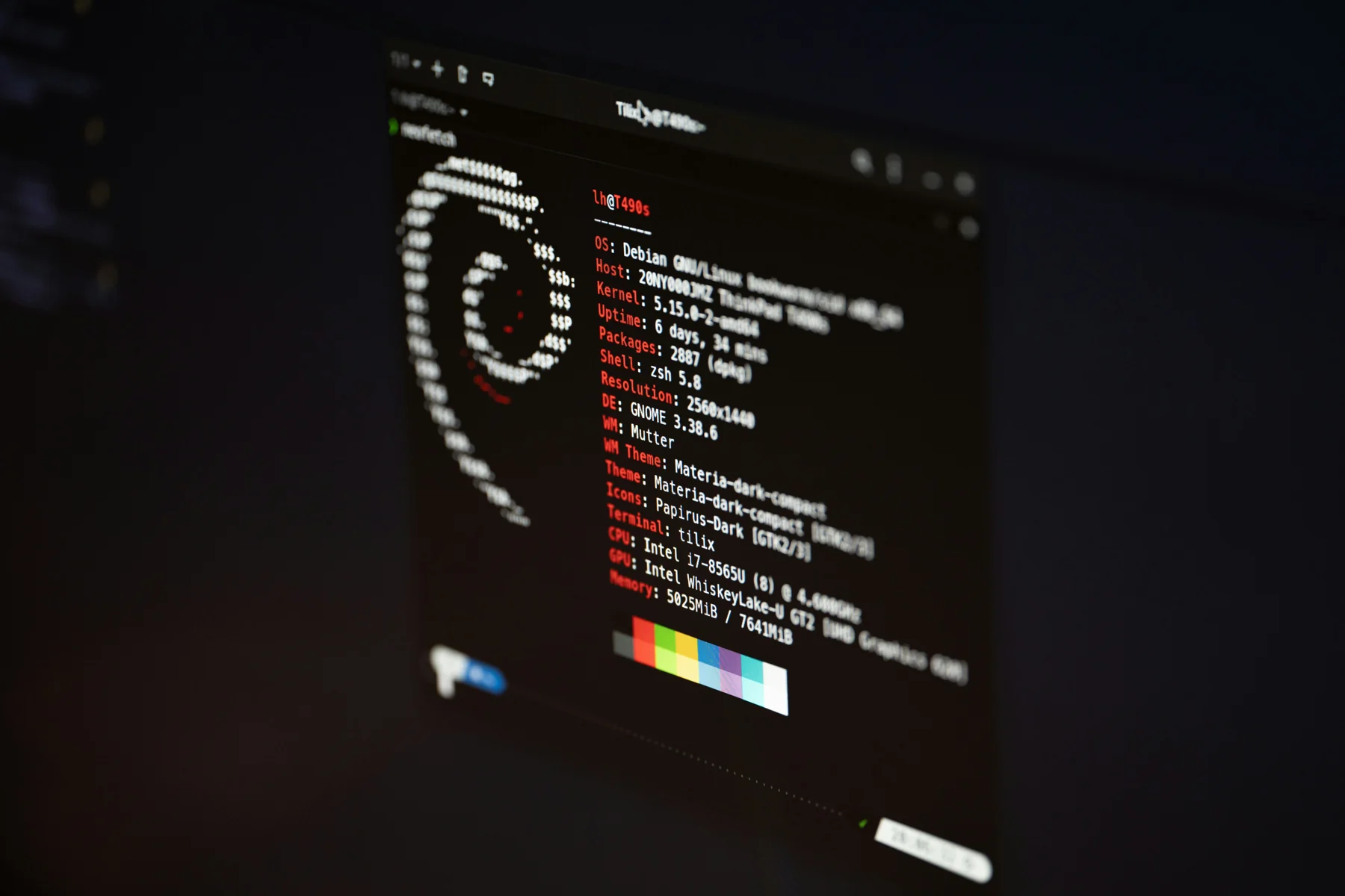 Linux terminal on a laptop used for command-line development.